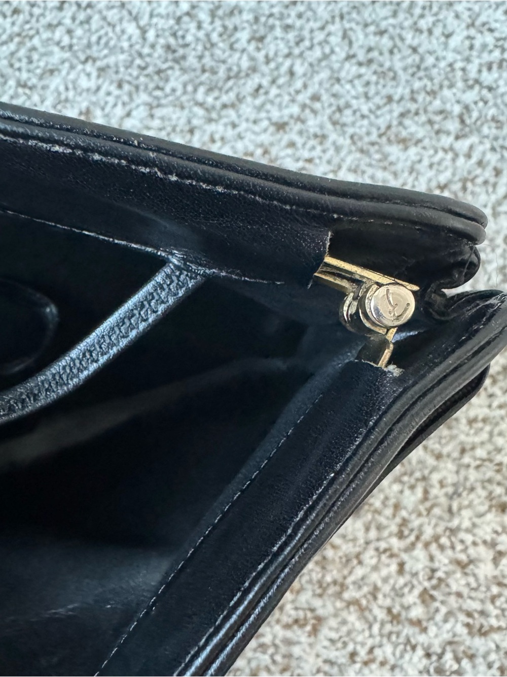 Vtg Morris Moskowitz Black Leather Convertible Clutch Shoulder Bag Mid Century - Picture 4 of 6